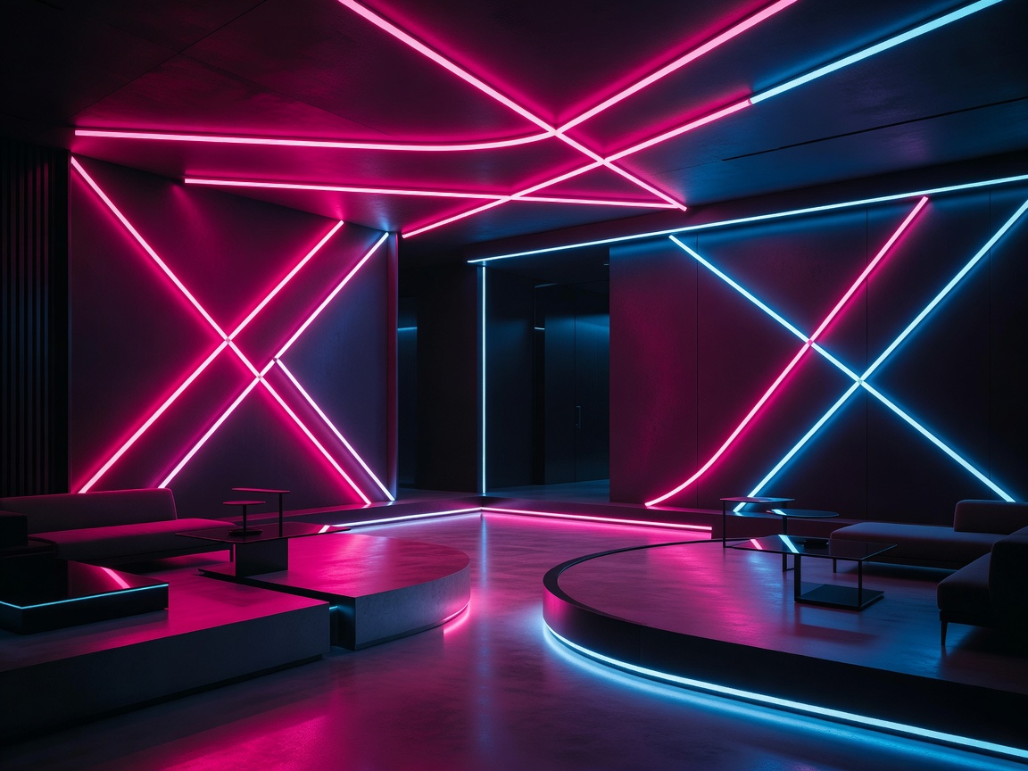 Neon pink and neon cyan paper artwork layout representation